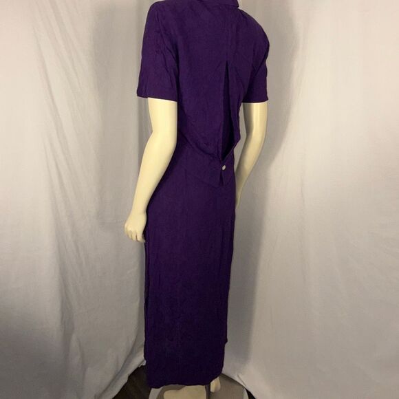 Vintage 90s Karin Stevens Purple Textured Rayon 2-Piece Maxi Dress Set Size 6 Ja - Picture 8 of 15